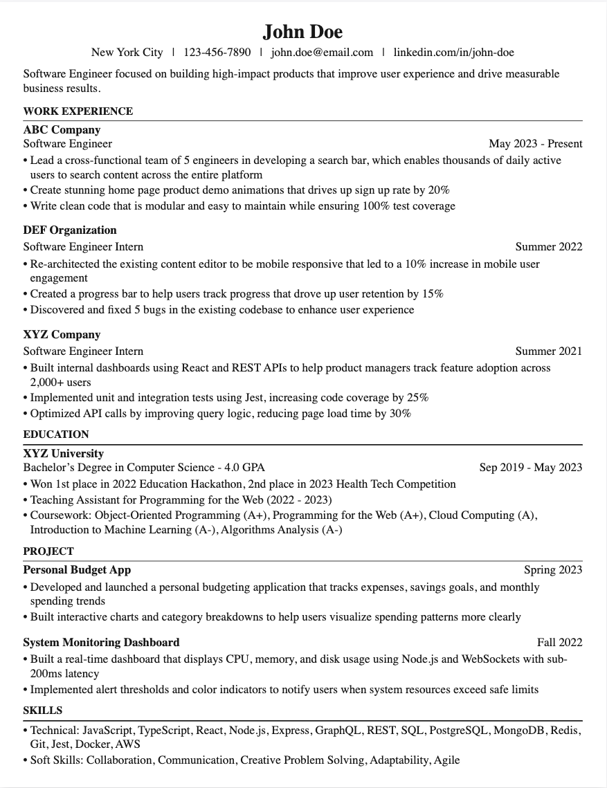 ATS-Optimized, Professional Output