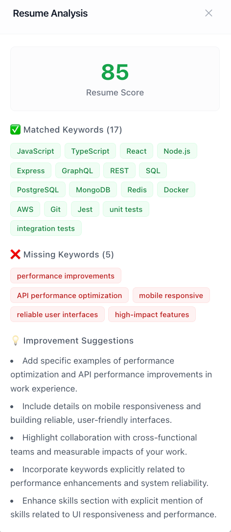Get a Job-Specific Resume Score