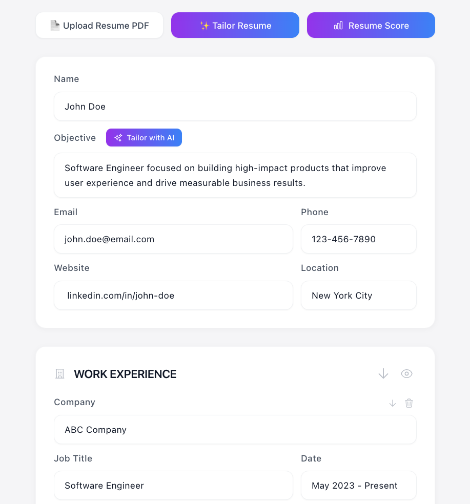 Start From Scratch or Upload Your Resume